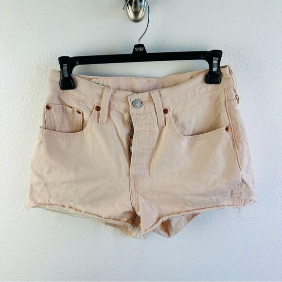 Levi’s Fresh Collection Pale Pink 501 Button Fly Cut Off Shorts Size 26 - Picture 1 of 6